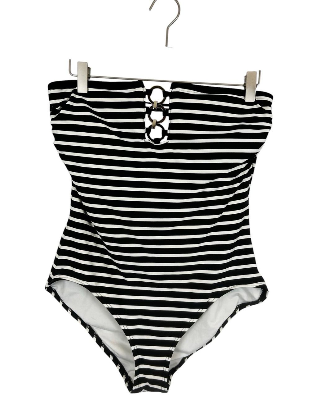 Michael Michael Kors Black/White Striped Sleeveless One Piece Swimsuit Size 10